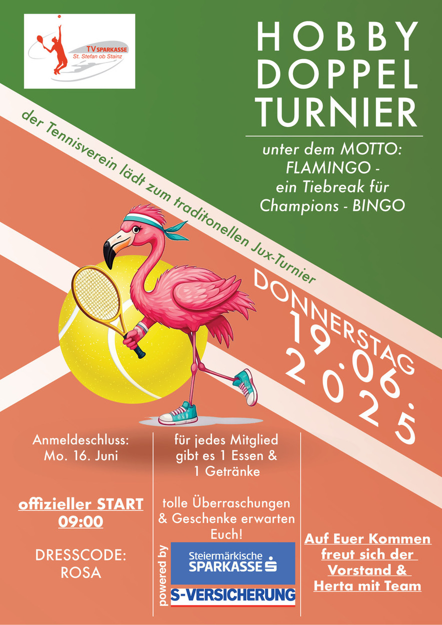 Hobby-Doppelturnier unter dem Motto: "FLAMINGO - eine Tiebreak für Champions - BINGO"